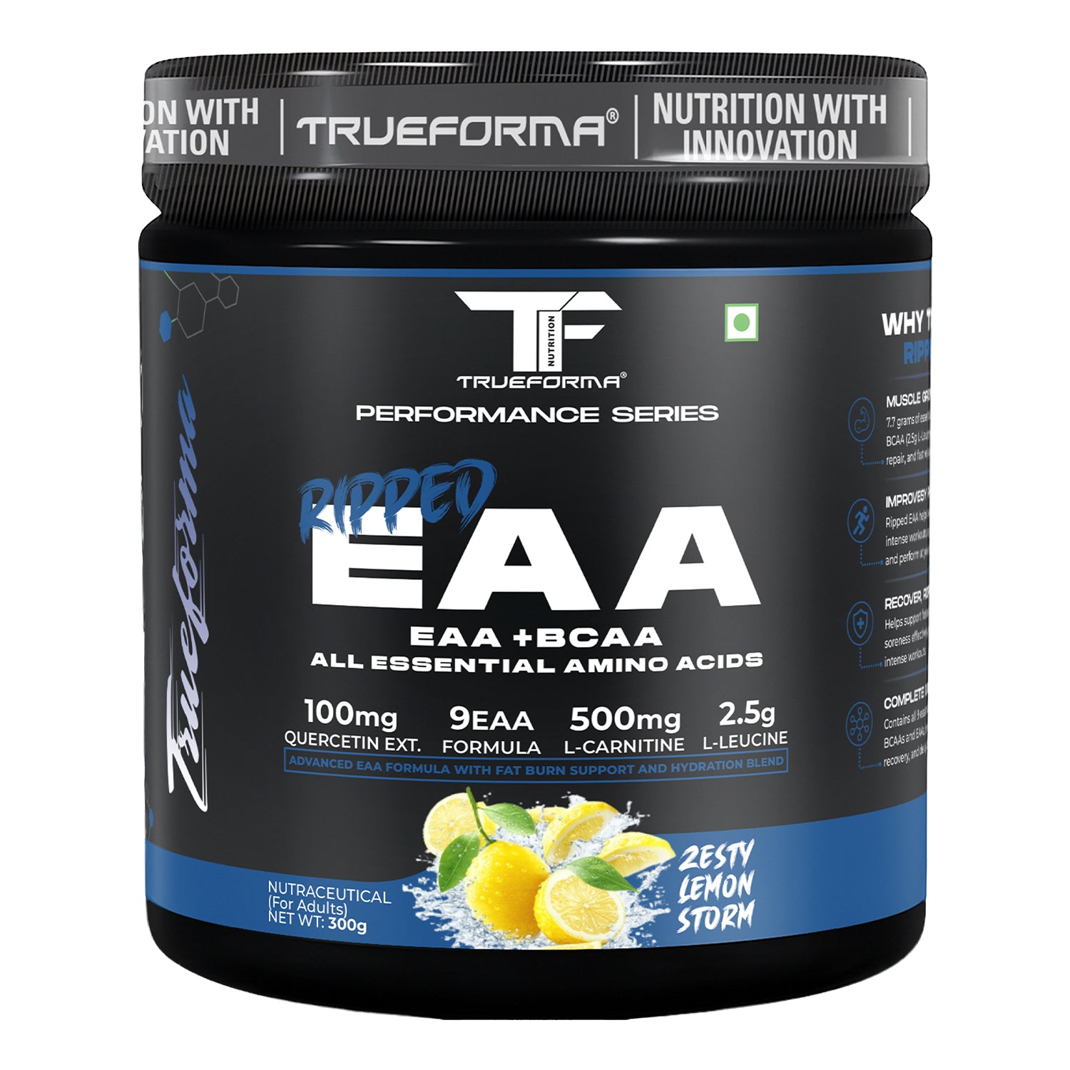 Trueforma® Ripped EAA + BCAA | Essential Amino Acids with Fat Burner Support | 30 Servings