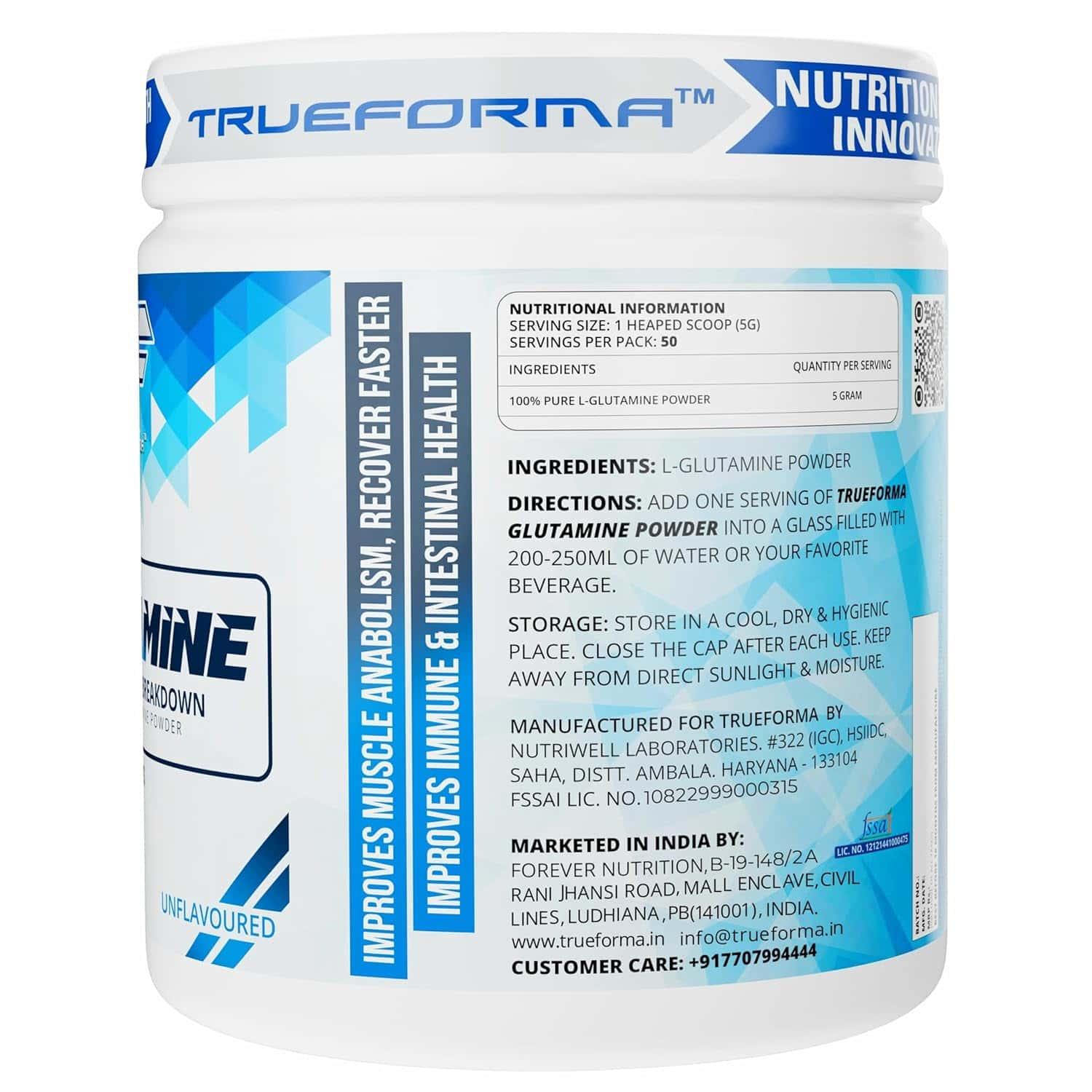 Trueforma® Glutamine – 100% Pure L-Glutamine Powder