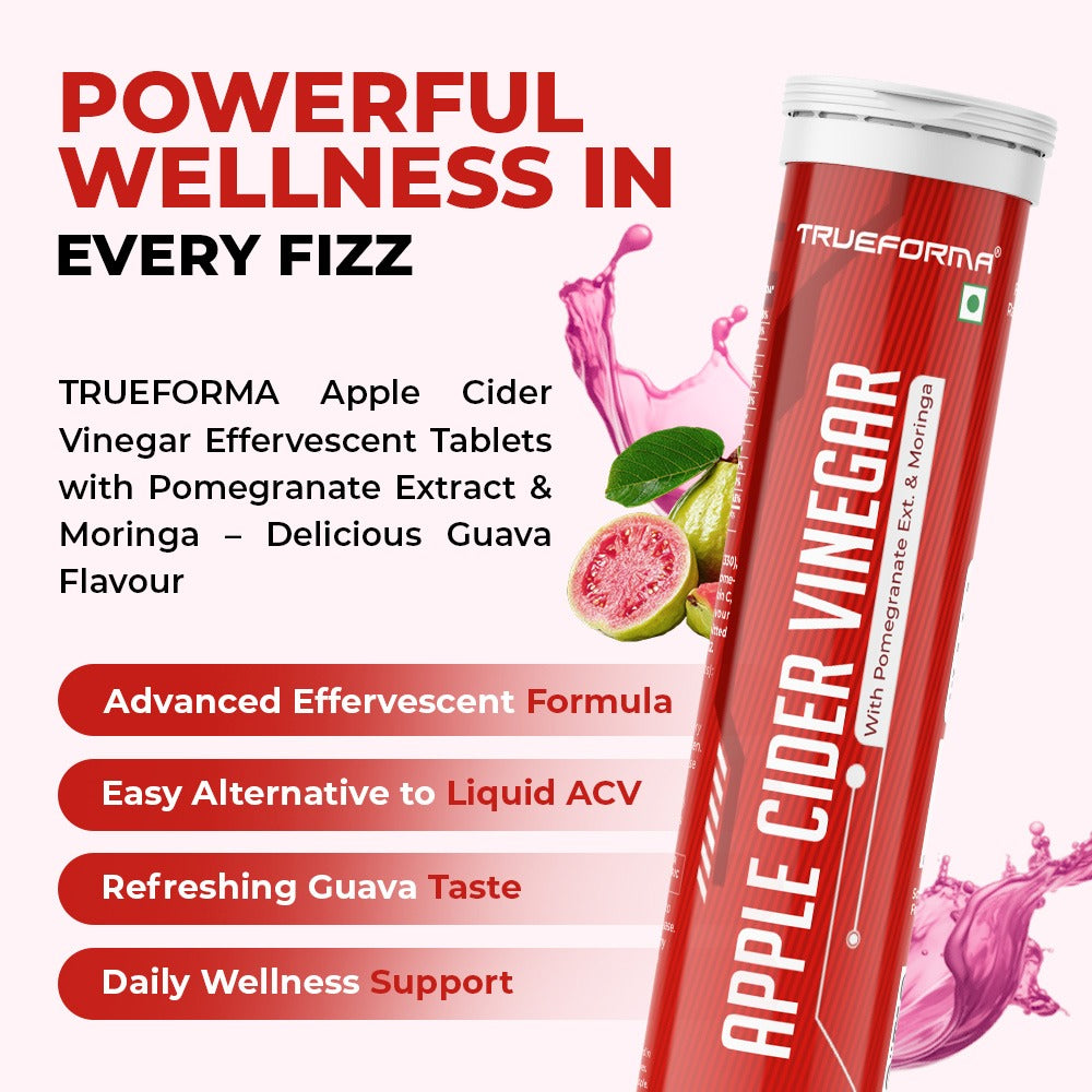Trueforma® Apple Cider Vinegar with Pomegranate Extract & Moringa | Effervescent Tablets