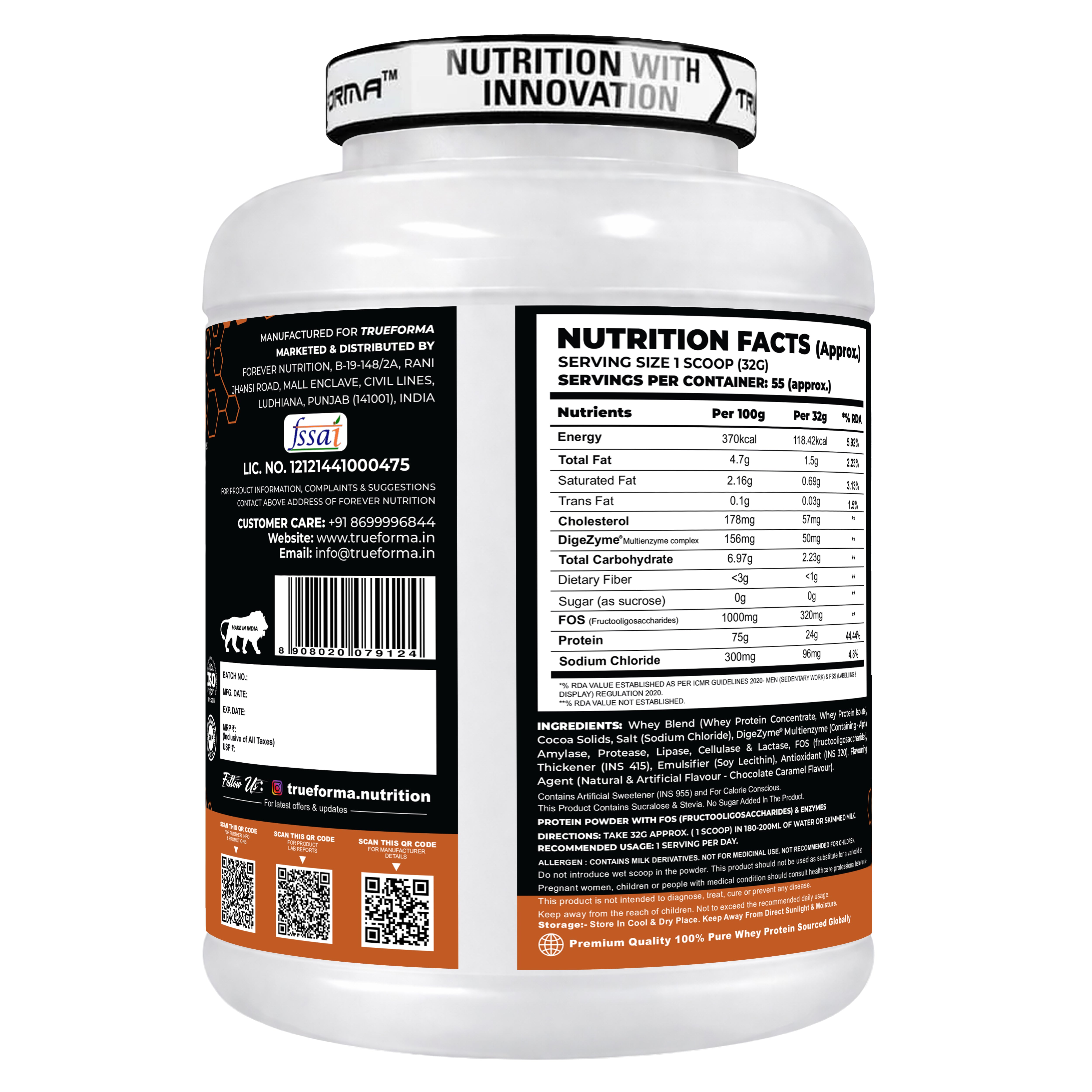 Trueforma® 100% Whey Protein with Prebiotics & Enzymes