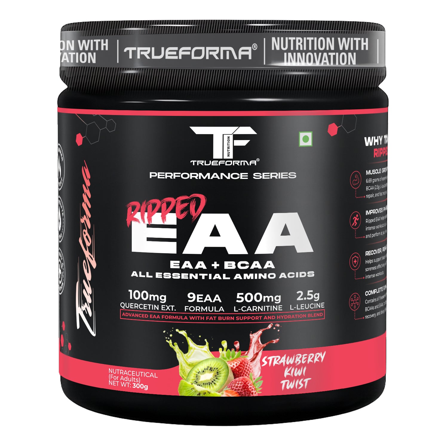 Trueforma® Ripped EAA + BCAA | Essential Amino Acids with Fat Burner Support | 30 Servings