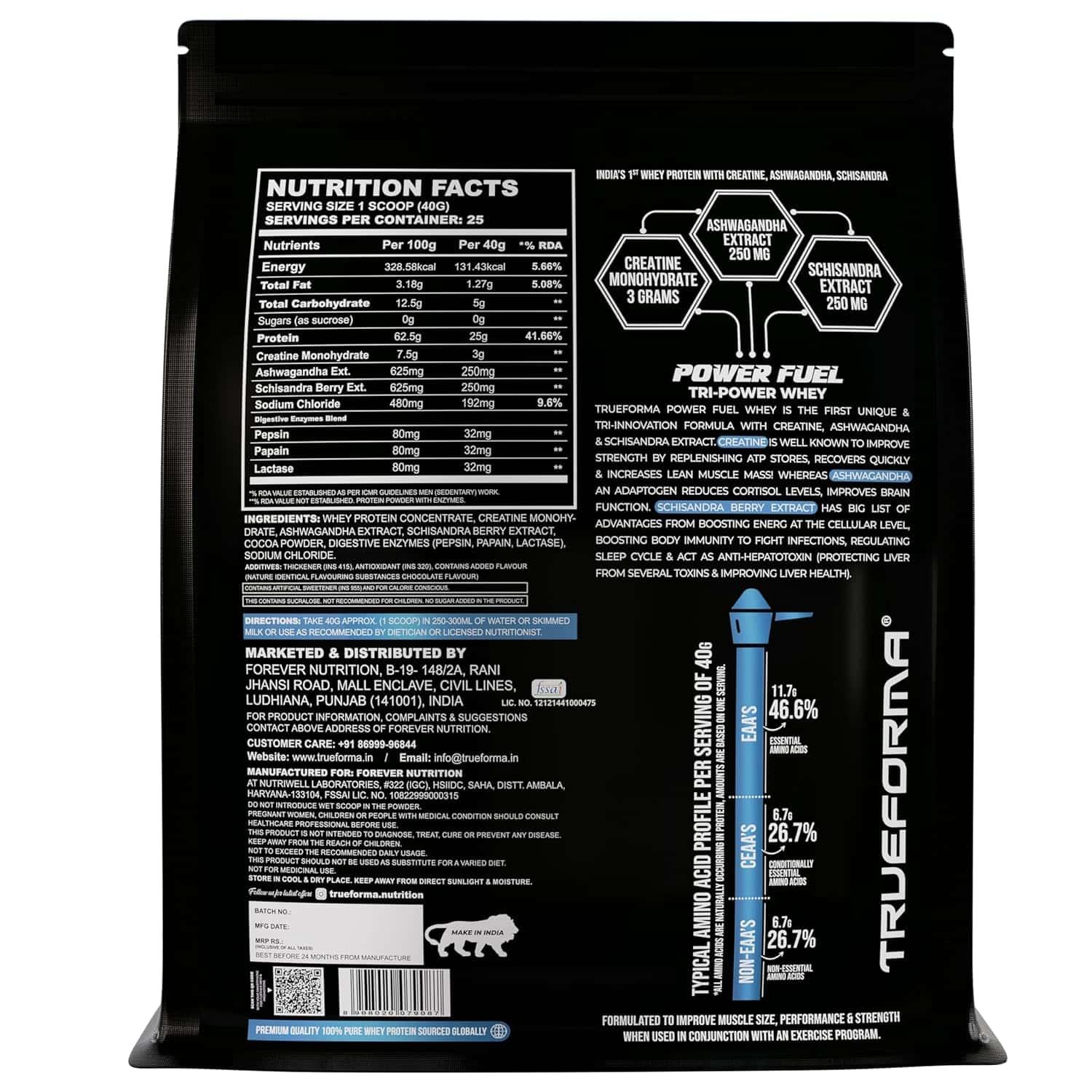 Trueforma® Power Fuel – Whey Protein with Creatine & Ashwagandha