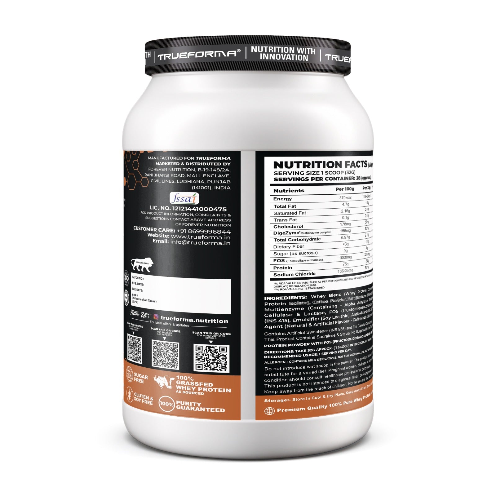 Trueforma® 100% Whey Protein with Prebiotics & Enzymes