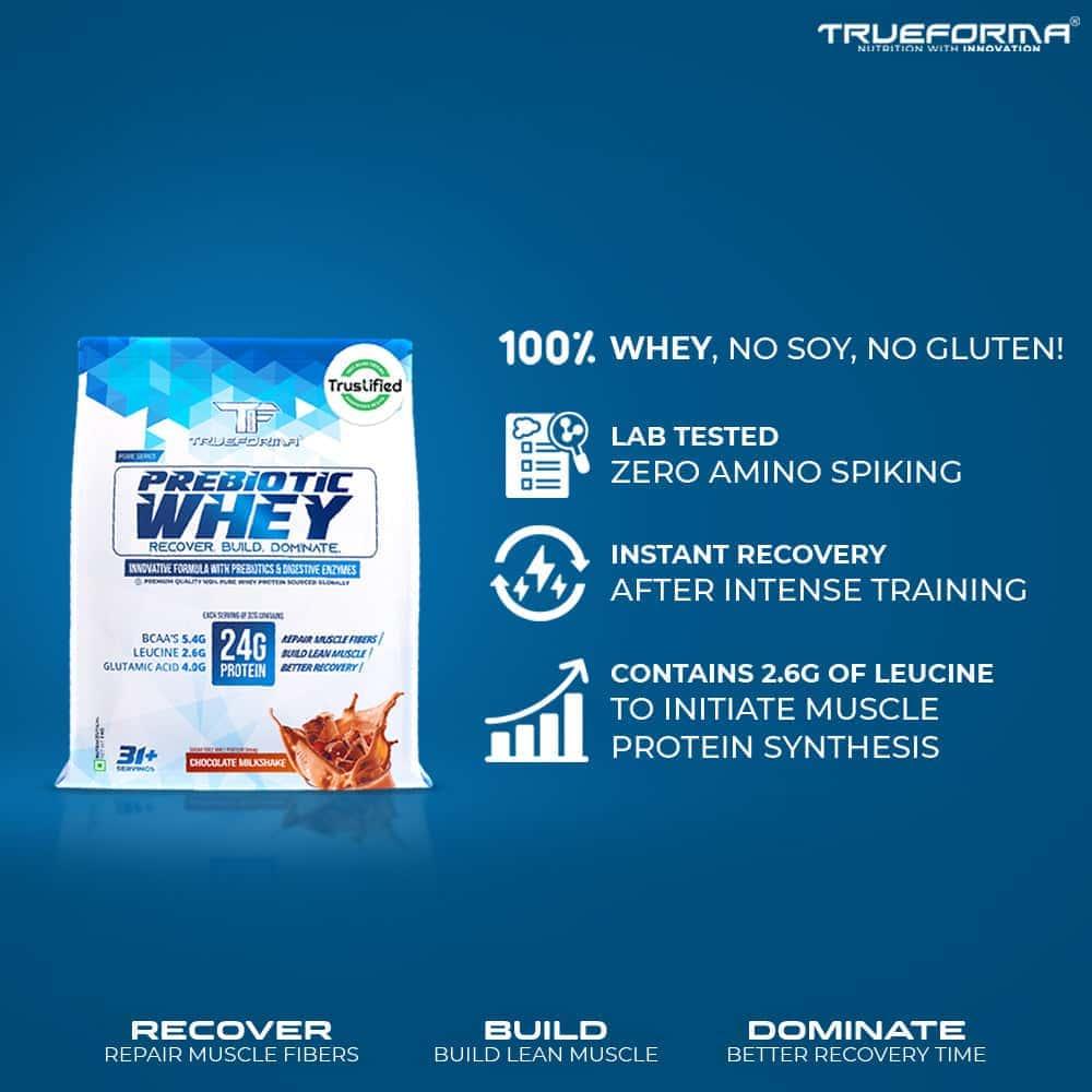 Trueforma® Pure Combo: Whey Protein with Prebiotics & Enzymes, Creatine + Free Shaker