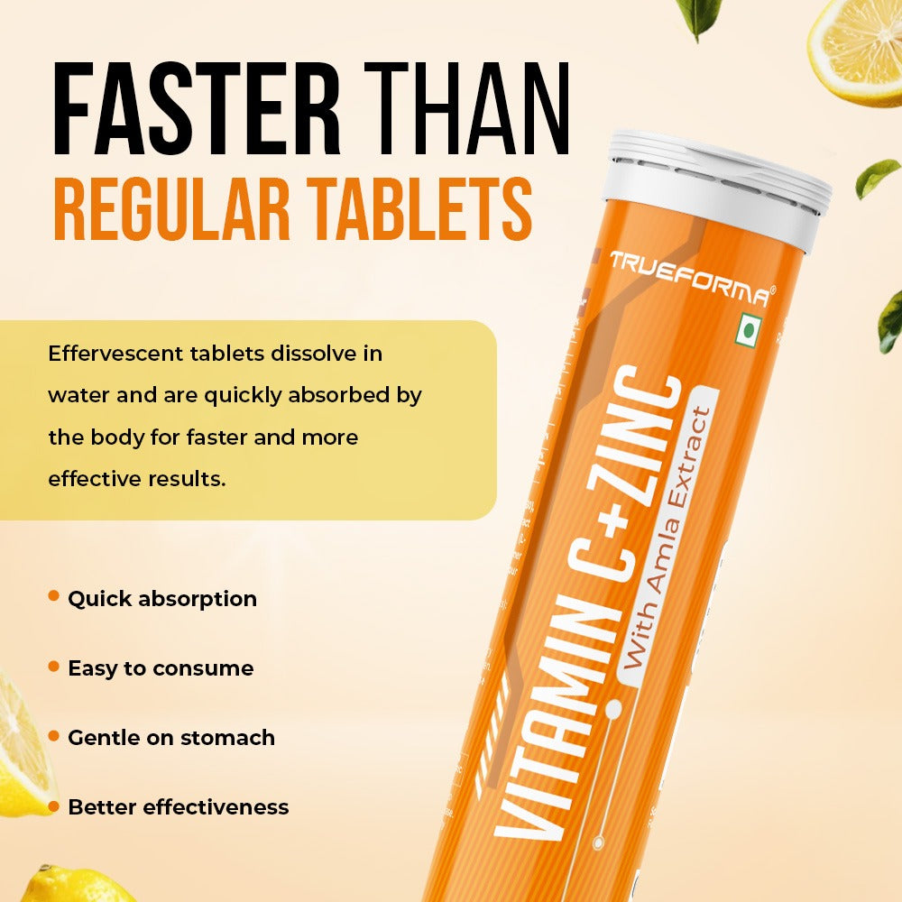 Trueforma® Vitamin C & Zinc with Amla Extract | Effervescent Tablets