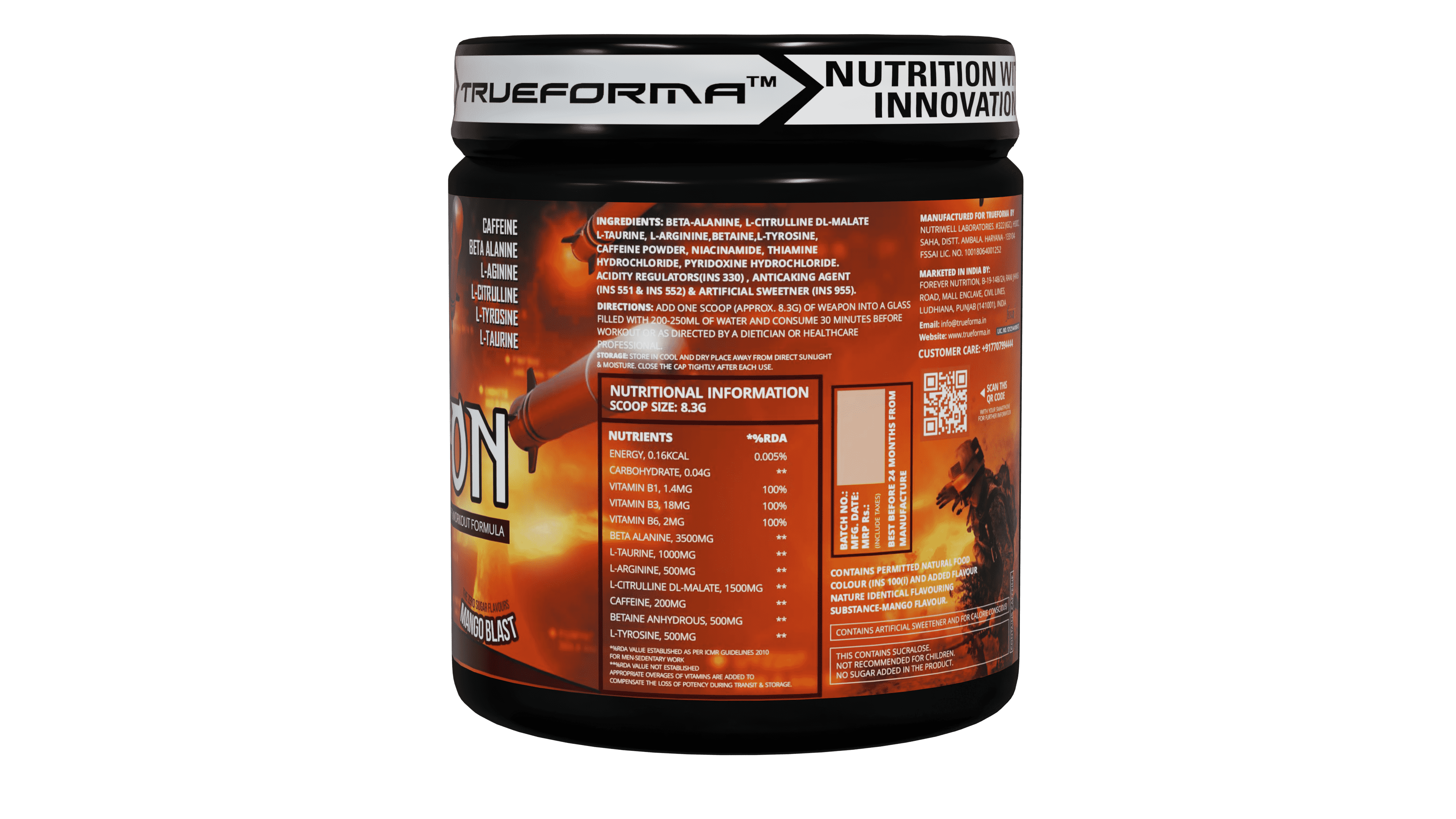 Trueforma® Weapon: Pre-Workout Formula for Energy & Focus