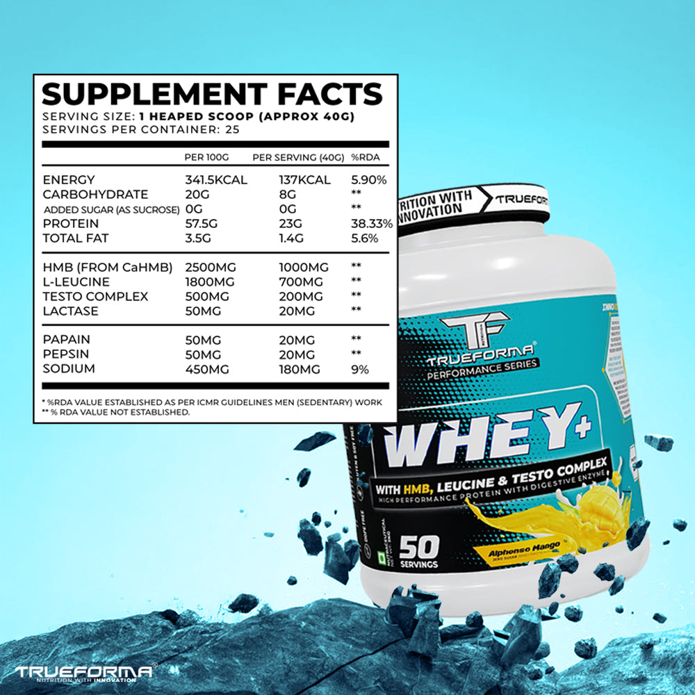 Trueforma® Whey+ Protein with HMB, Leucine, Ginseng & Tribulus