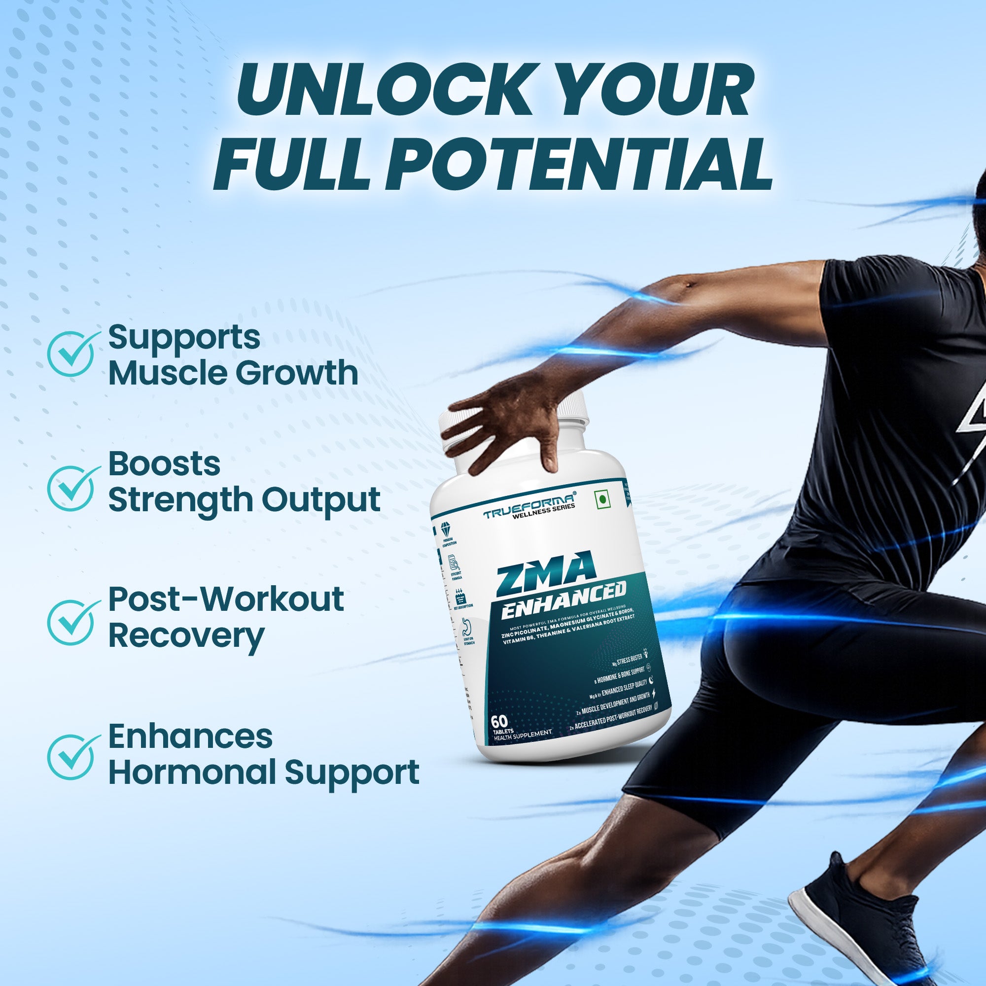 Trueforma® Wellness Combo – Omega 3, ZMA & True Vita (Multivitamins) | Daily Wellness Stack | 30 Tabs Each