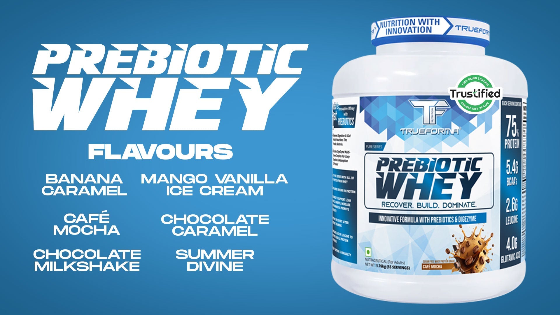 Trueforma Prebiotic Whey Flavors: Taste the Difference (Alphonso Mango, Chocolate  Milkshake, Chocolate Caramel, Summer Divine)