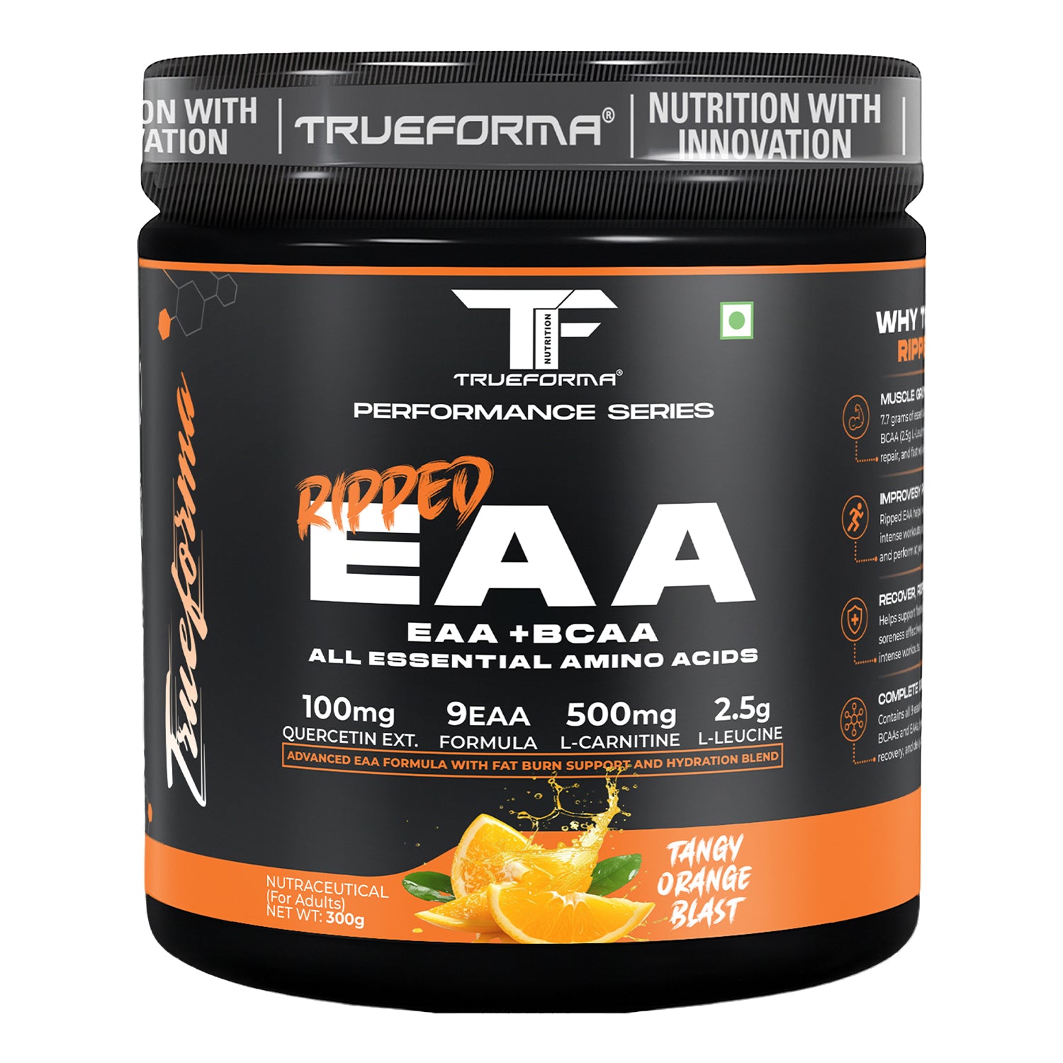 Trueforma® Ripped EAA + BCAA | Essential Amino Acids with Fat Burner Support | 30 Servings