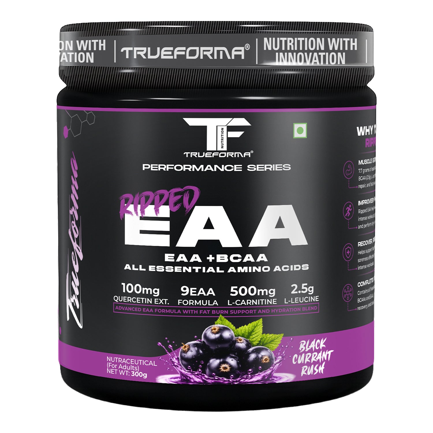 Trueforma® Ripped EAA + BCAA | Essential Amino Acids with Fat Burner Support | 30 Servings