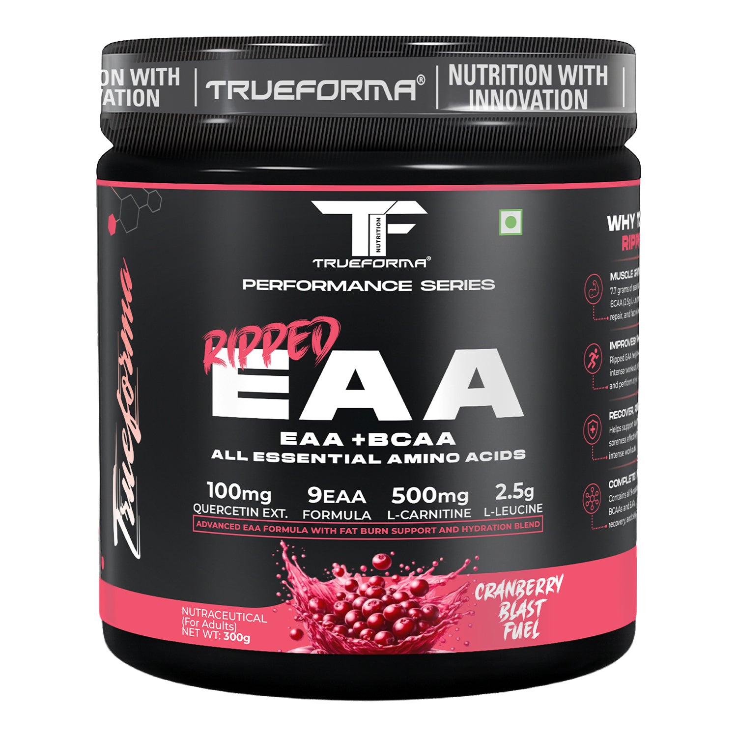 Trueforma® Ripped EAA + BCAA | Essential Amino Acids with Fat Burner Support | 30 Servings