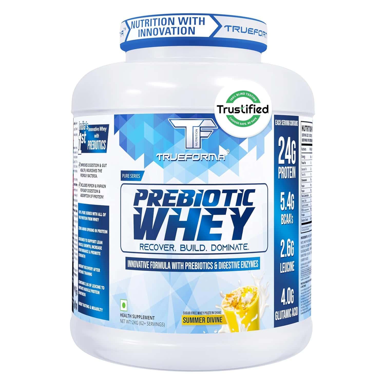 Trueforma® 100% Whey with Prebiotics & Added Digestive Enzymes | Trustified Blind Testing Passed