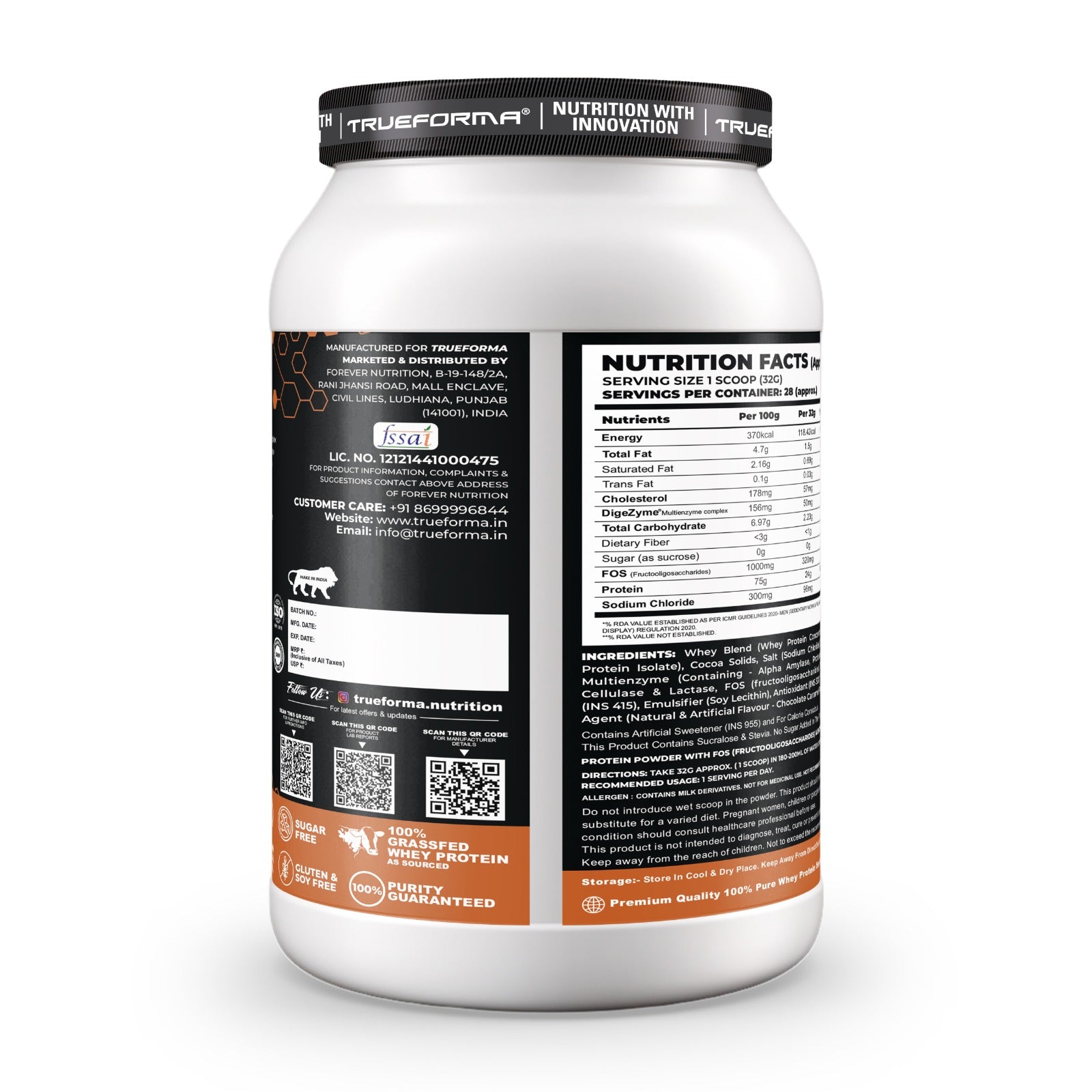 Trueforma® 100% Whey Protein with Prebiotics & Enzymes
