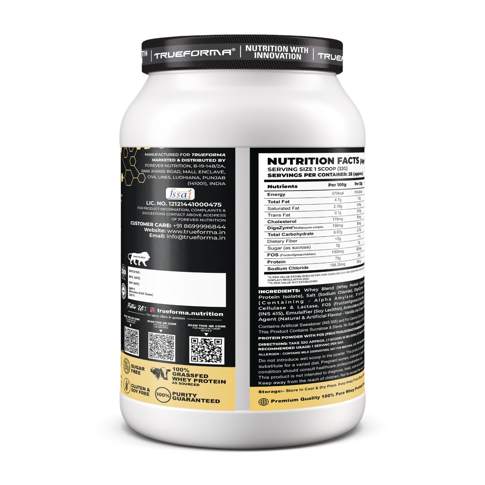 Trueforma® 100% Whey Protein with Prebiotics & Enzymes