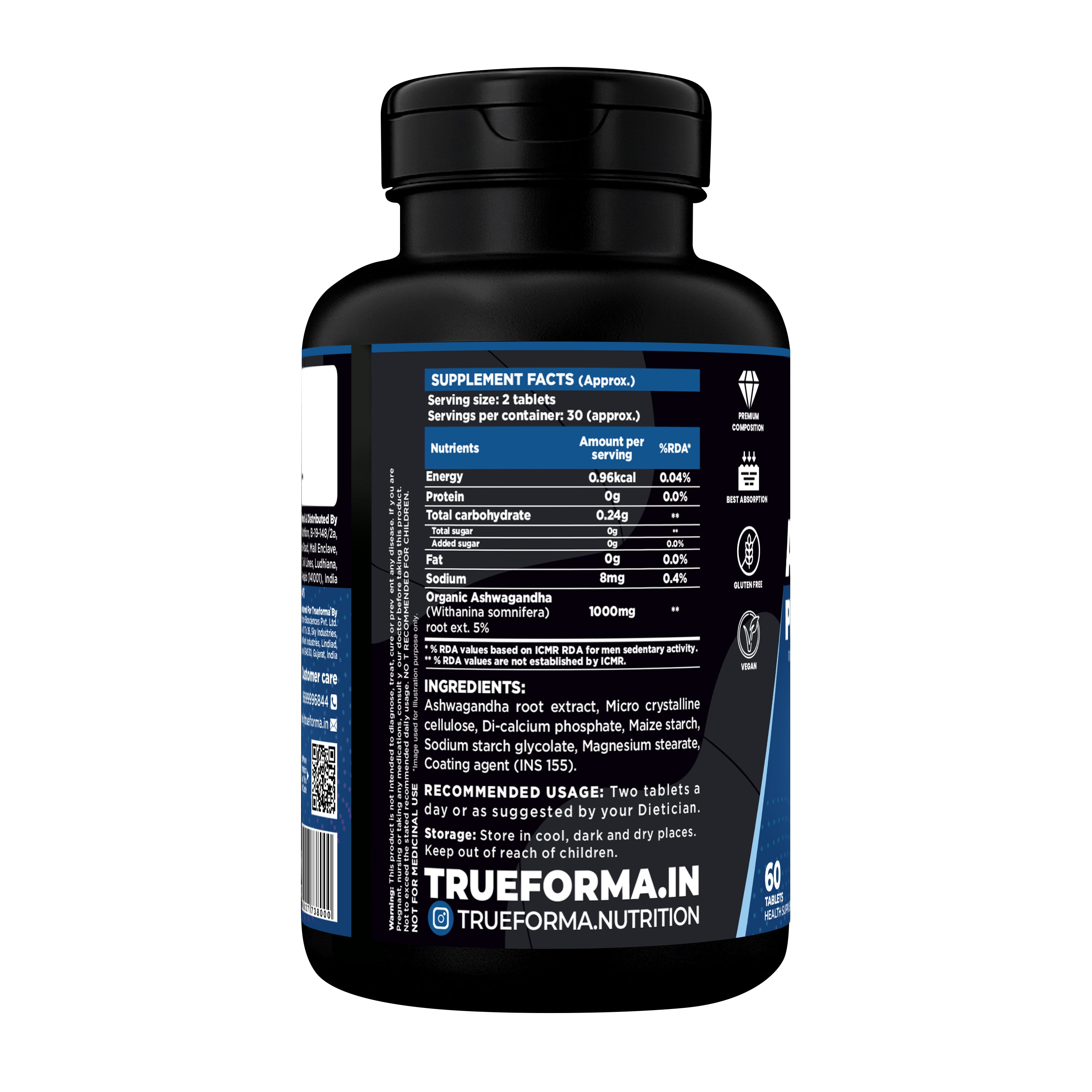 Trueforma® Ashwa Pure 1000 – Ashwagandha Root Extract | 60 Tablets