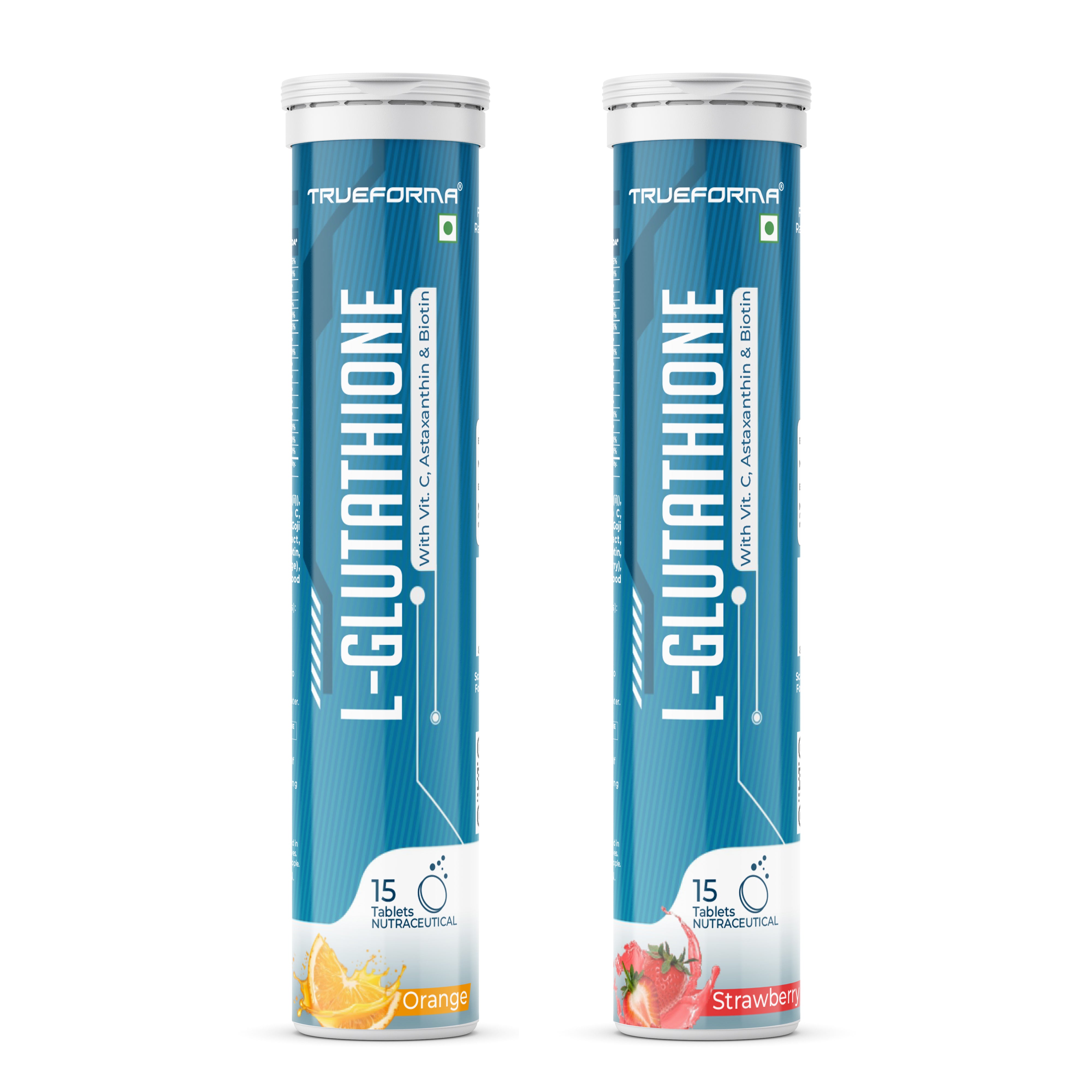 Trueforma® GLOW Combo - L- Glutathione & Vitamin C + Zinc (Pack of 2 Each) | Effervescent Tablets