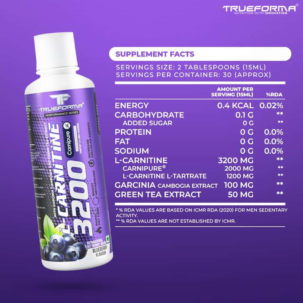 Trueforma® L-Carnitine 3200 – Made with Carnipure | 30 Servings