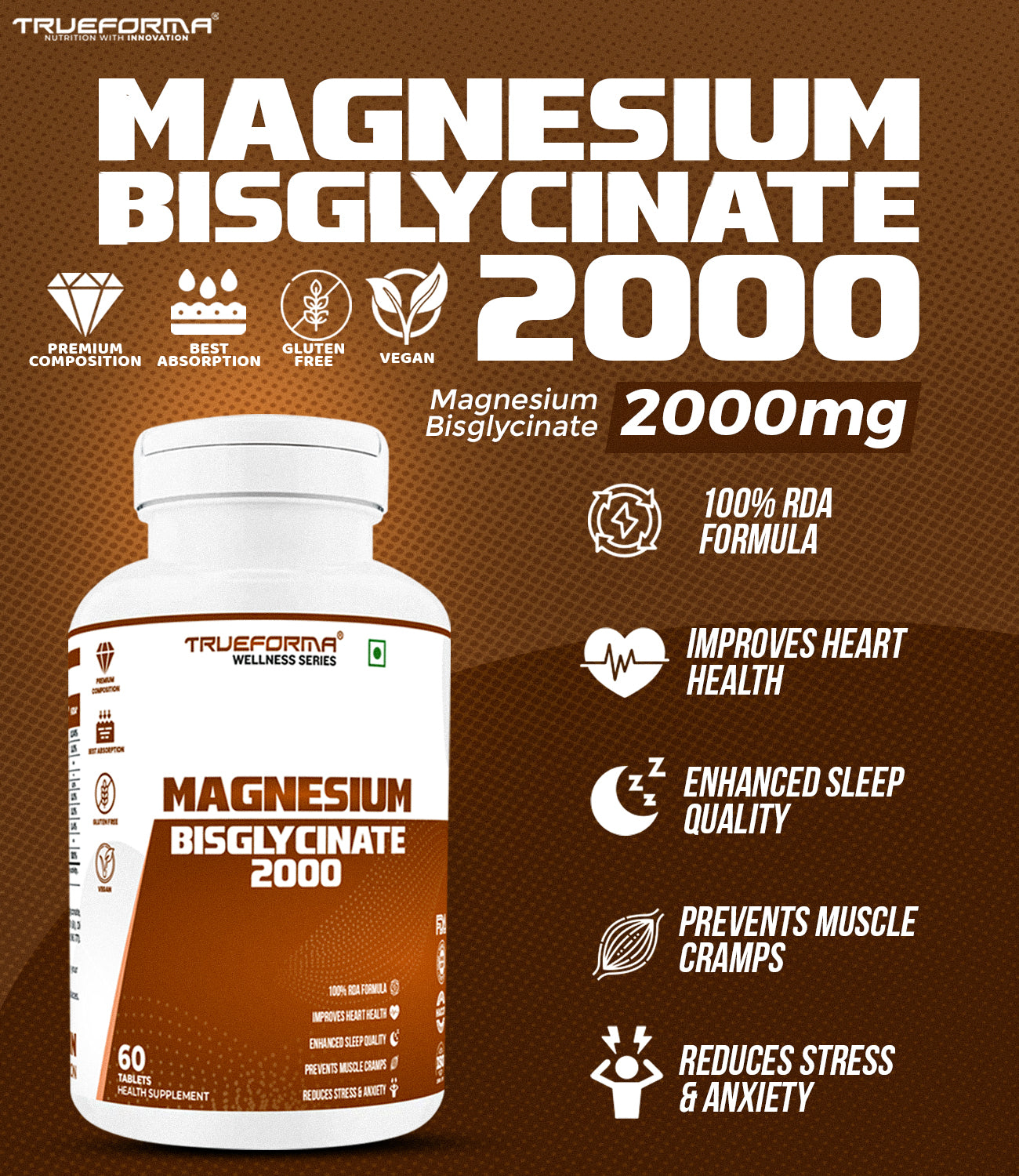 Trueforma® Zma Enhanced + Magnesium Bisglycinate 2000 Combo |  60 Tablets