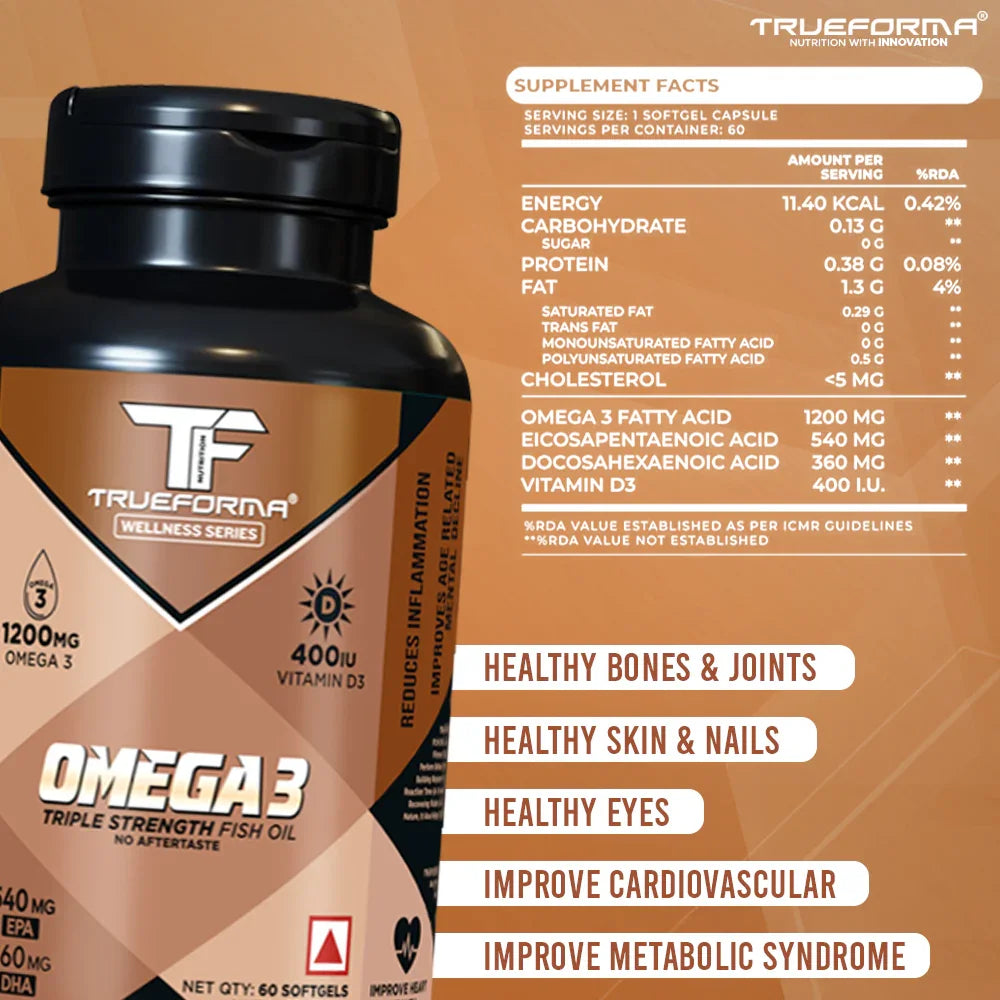 Trueforma Omega 3 (Triple Strength Fish Oil) with Vitamin D3