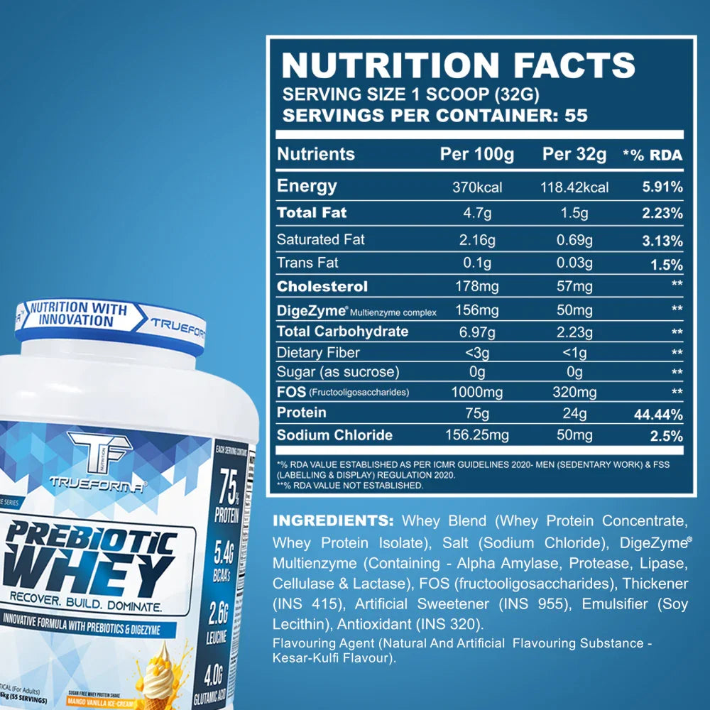 Trueforma® 100% Whey Protein with Prebiotics & Enzymes