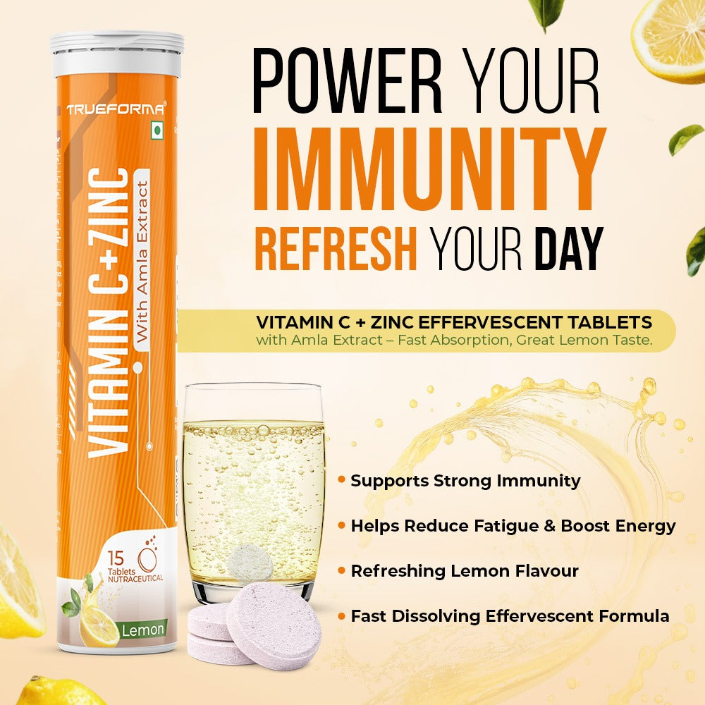 Trueforma® Vitamin C & Zinc with Amla Extract | Effervescent Tablets