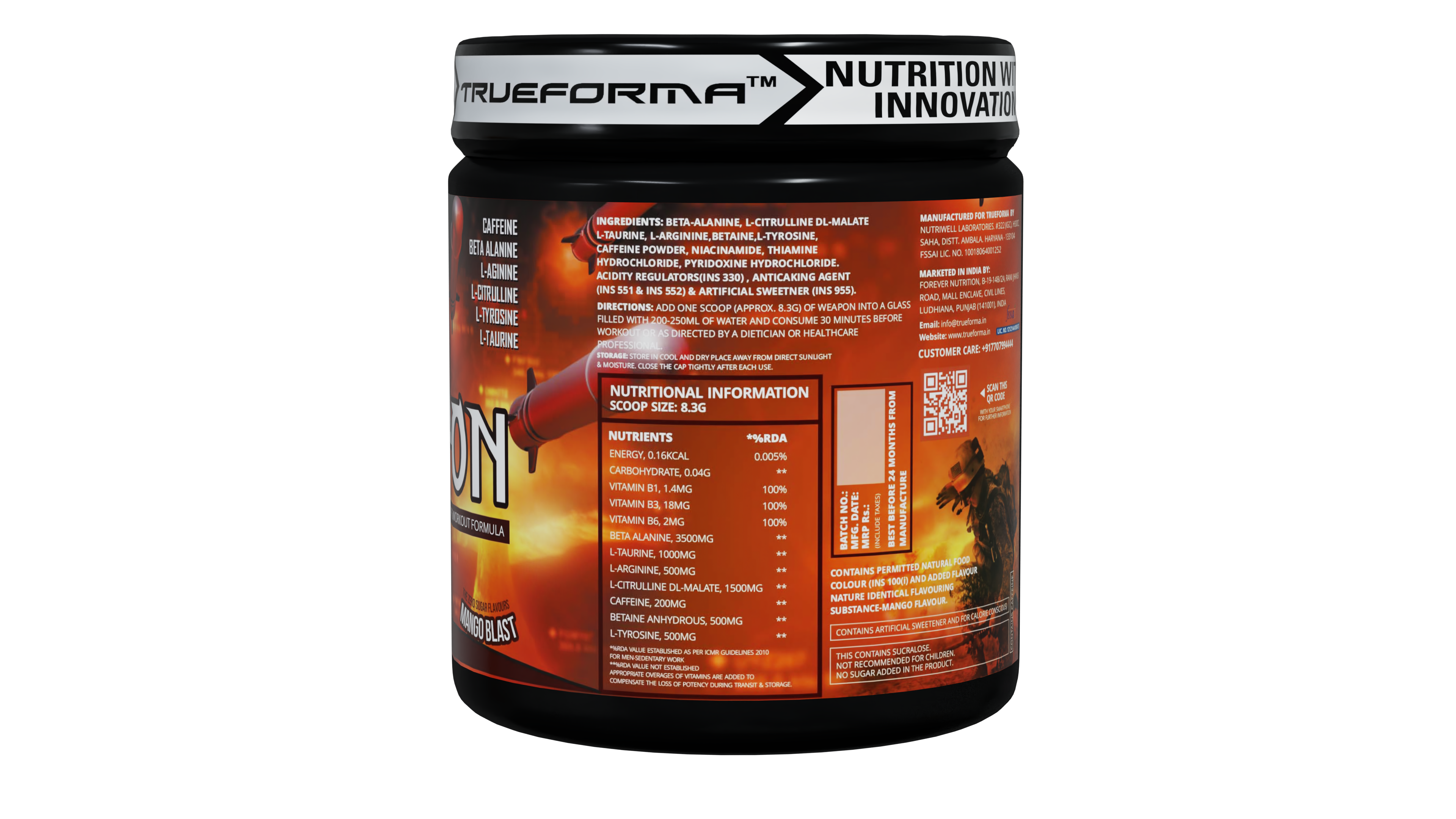 Trueforma® Weapon – Eruptive Pre-Workout Formula