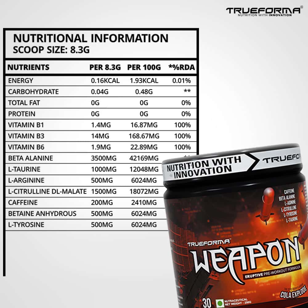 Trueforma® Weapon – Eruptive Pre-Workout Formula